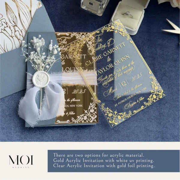 Gold Mirror Wedding Invitations | Luxury Personalized Invites - Image 7