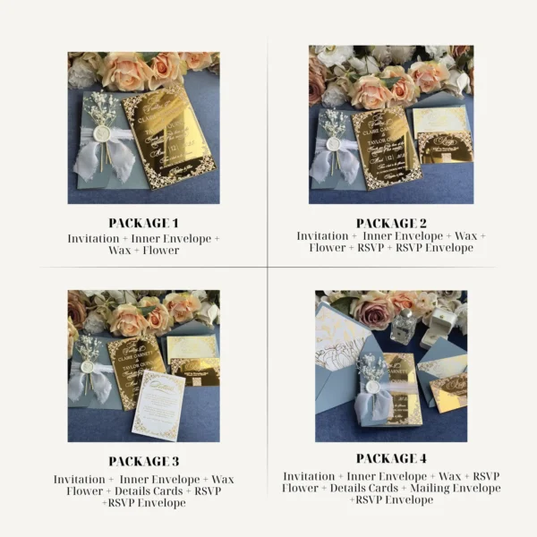 Gold Mirror Wedding Invitations | Luxury Personalized Invites - Image 6