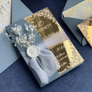 Gold Mirror Wedding Invitations | Luxury Personalized Invites