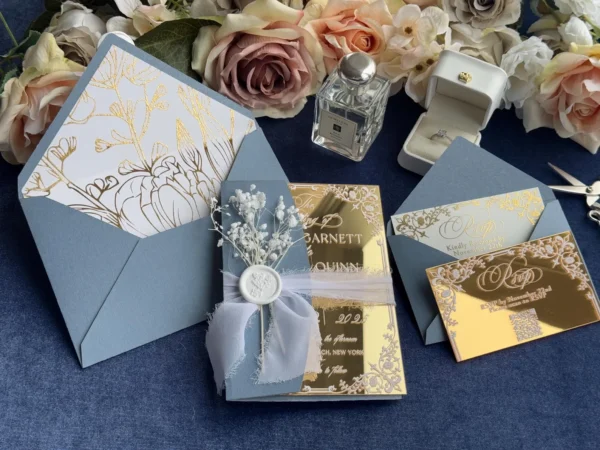 Gold Mirror Wedding Invitations | Luxury Personalized Invites - Image 3